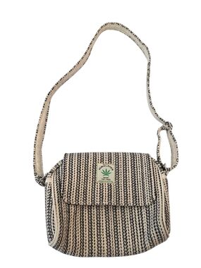 Himalayan Hemp Black & Beige Striped Crossbody Bag